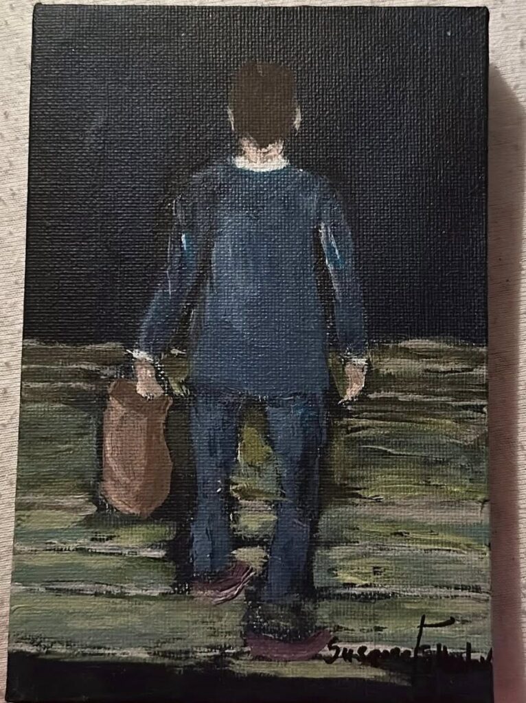 På vej hjem / lærred på træramme